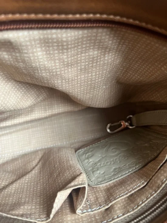 Brighton Eva Woven Straw Tote Shoulder Crossbody Bag with Brown Leather Trim - Picture 10 of 16